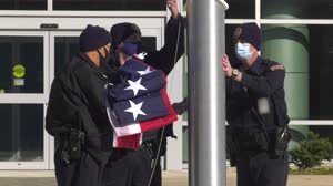 U.S._Flag Retired from Marshall Building 4200_New Flag Raised at Building 4221